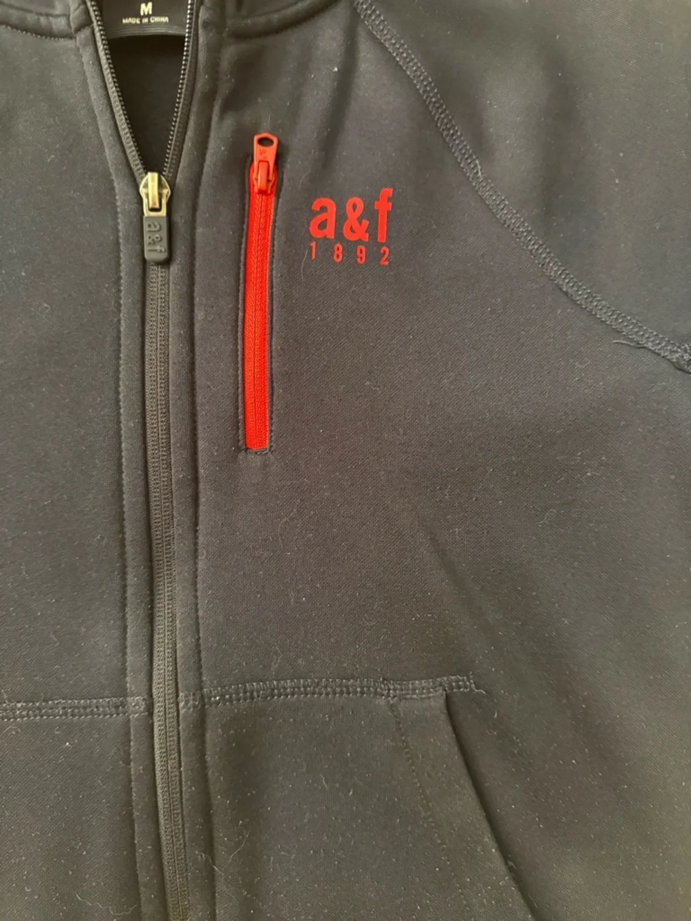 Abercrombie & Fitch Navy Zip Hoodie with Red Accents - Women - Picture 6 of 11